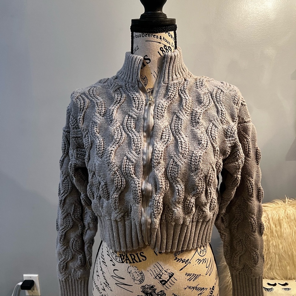 Gray Cable Knit Women's Sweater